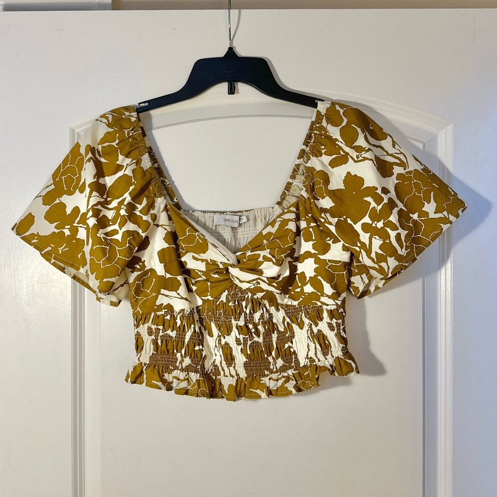 Greylin crop top blouse, retro floral